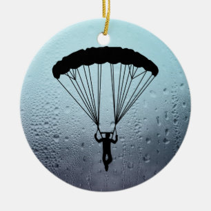 Ornamento De Cerâmica silhueta do skydiver