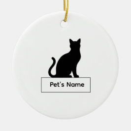 Ornamento De Cerâmica Silhueta Personalizada de Gato Natal Nome do Anima