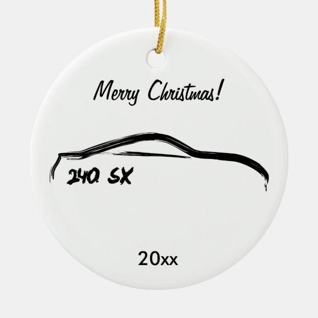 Ornamento De Cerâmica Silhueta preta de Nissan 240SX (Frente)