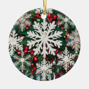Ornamento De Cerâmica Silhuetas de Floco de Neve Rústicas em Cerâmica Cí
