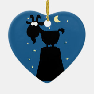 Ornamento De Cerâmica Silhuette of Goat on Mountain