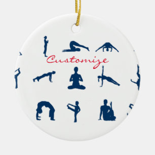 Ornamento De Cerâmica Silhuette Yoga Poses Thunder_Cove