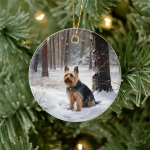 Ornamento De Cerâmica Silk Terrier Deixe-o nevar Natal