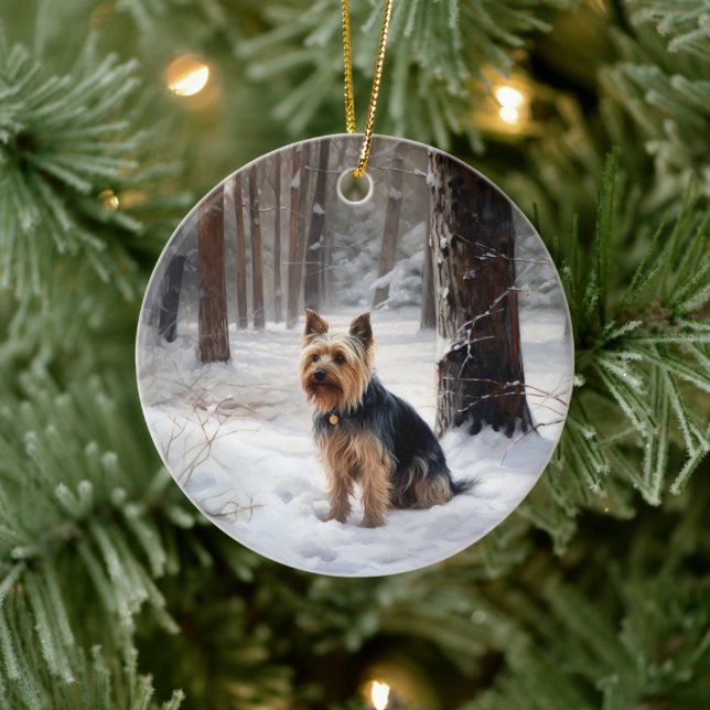 Ornamento De Cerâmica Silk Terrier Deixe-o nevar Natal (Árvore)
