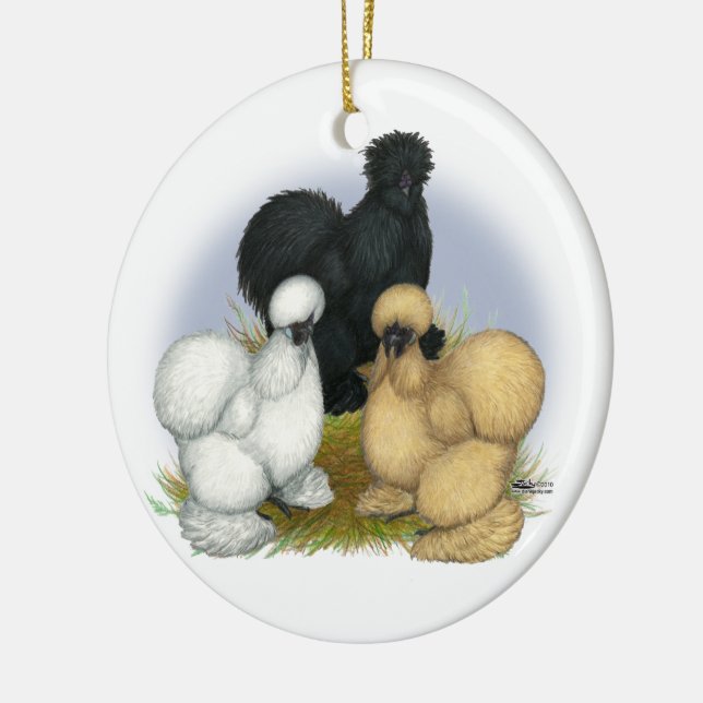Ornamento De Cerâmica Silkie Trio (Esquerda)