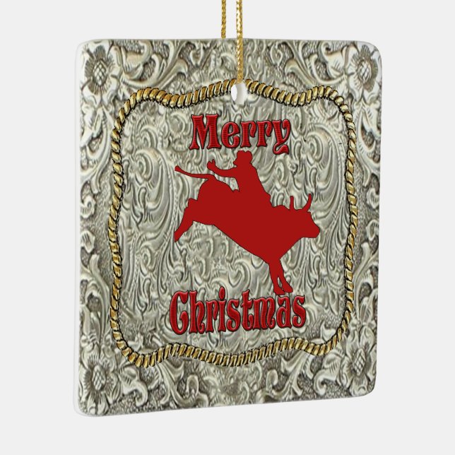 Ornamento De Cerâmica Silver Bull Rider Belt Natal (Direito )