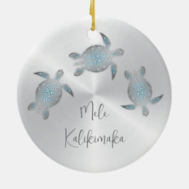 Ornamento De Cerâmica Silver Sea Turtle Animal Havaí