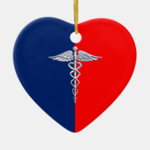 Ornamento De Cerâmica Silver Style Caduceus - Liga dos Símbolos Médicos