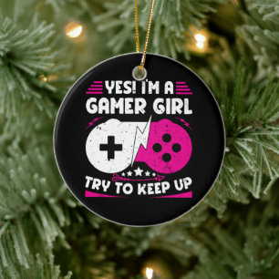 Ornamento De Cerâmica Sim, sou uma garota de jogos Engraçada, jogando ga