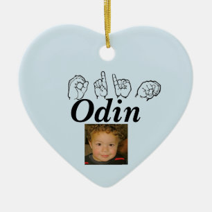 Ornamento De Cerâmica Símbolo ASL American - Odin ortografado em Finger