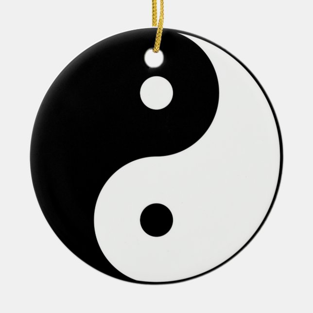 Ornamento De Cerâmica símbolo branco preto yin yang (Frente)