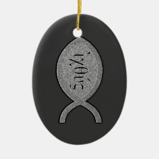 Ornamento De Cerâmica Símbolo cristão dos peixes de IXOYE - efeito de