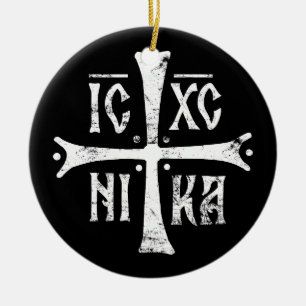 Ornamento De Cerâmica símbolo da religião ortodoxa cristã ICXCNIKA cruz