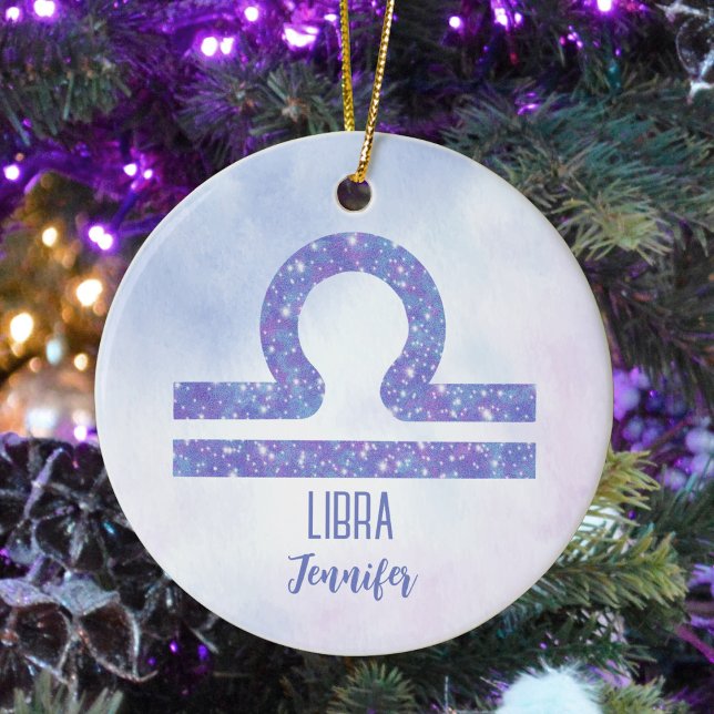 Ornamento De Cerâmica Símbolo de Astrologia Libra Fofo Personalizado Nat (Criador carregado)