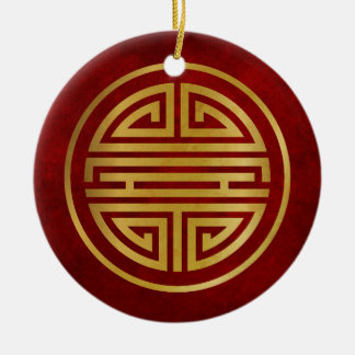 Ornamento De Cerâmica Símbolo de Longevidade Chinês