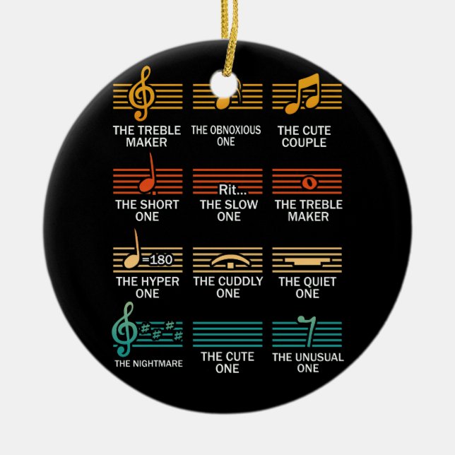 Ornamento De Cerâmica Símbolo de Notas Musicais Definição Cristo Humor E (Frente)