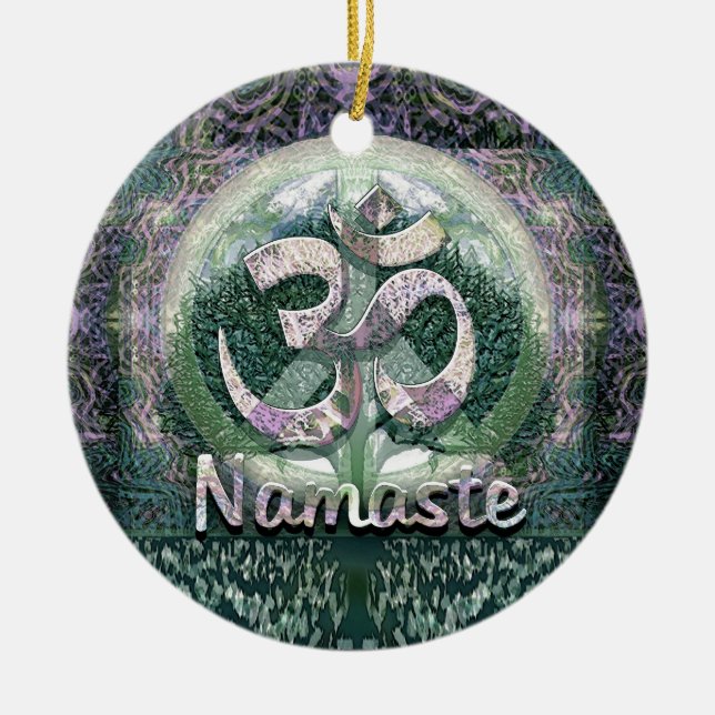 Ornamento De Cerâmica Símbolo de paz de Namaste (Frente)