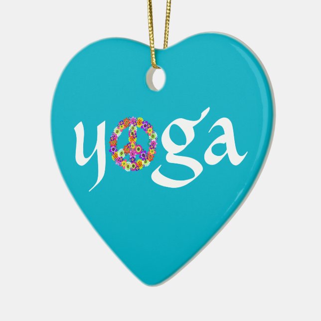 Ornamento De Cerâmica Símbolo de Paz de Yoga Floral (Esquerda)