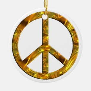 Ornamento De Cerâmica Símbolo de PAZ - OURO