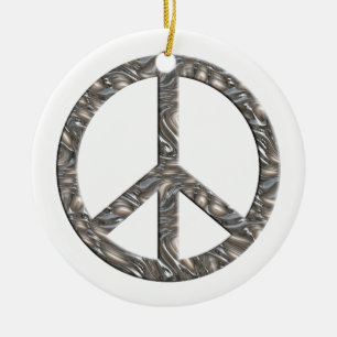 Ornamento De Cerâmica Símbolo de PAZ - PRATA