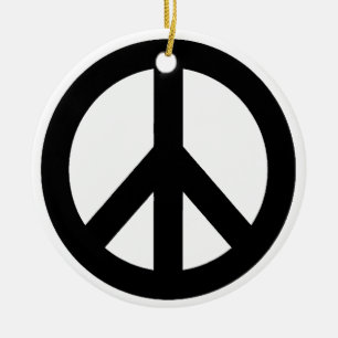 Ornamento De Cerâmica Símbolo de Sinal de Paz Branco Preto