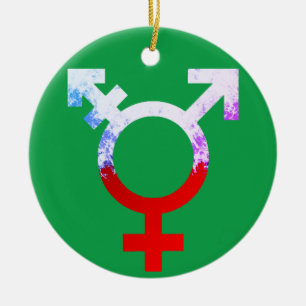 Ornamento De Cerâmica Símbolo de Trans de Feriado