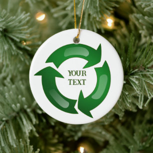 Ornamento De Cerâmica Símbolo do Círculo de Reciclagem Foto Natal