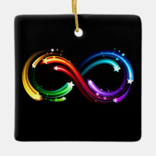 Ornamento De Cerâmica Símbolo do infinito de cometas arco-íris
