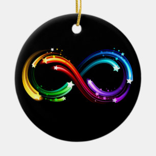 Ornamento De Cerâmica Símbolo do infinito de cometas arco-íris