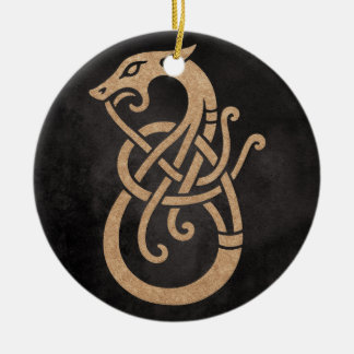 Ornamento De Cerâmica Símbolo do Nó de Serpente Viking Dourado