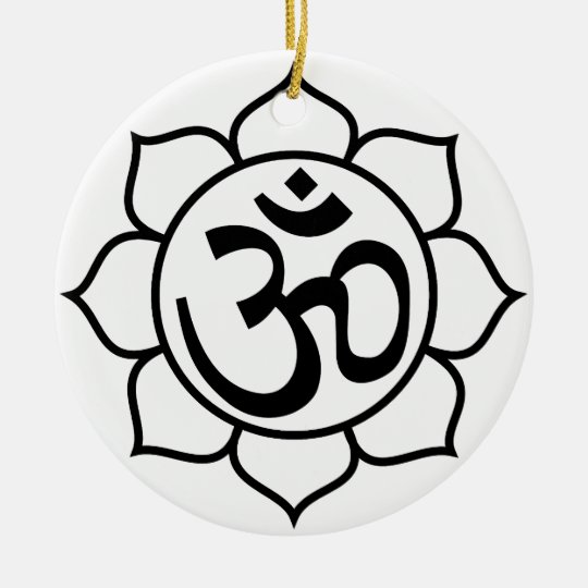 Ornamento De Ceramica Simbolo Do Om Da Flor De Lotus Zazzle Com Br