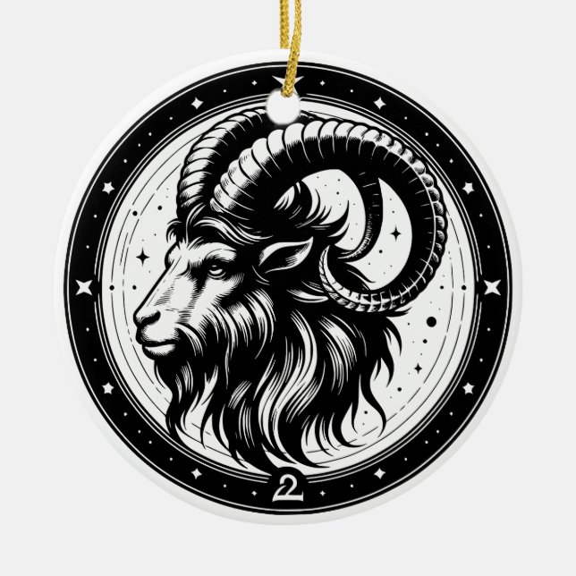 Ornamento De Cerâmica Símbolo e Traços para Sinais Horóscópicos (Frente)