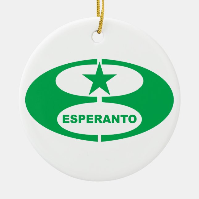 Ornamento De Cerâmica Símbolo esperanto + bandeira, (Frente)