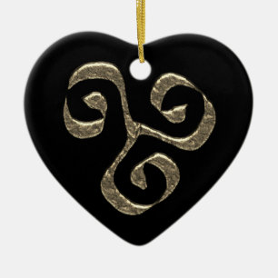Ornamento De Cerâmica Símbolo espiral celta metálico dourado