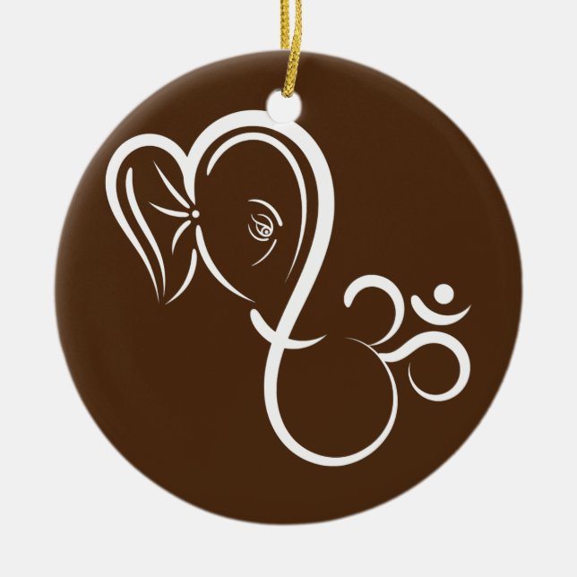 Ornamento De Cerâmica Símbolo Ganesha Meditação Caligrafia espiritual (Frente)