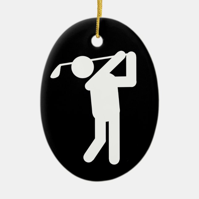 Ornamento De Cerâmica Símbolo Golfer Natal (Frente)
