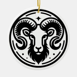 Ornamento De Cerâmica Símbolo Horoscópio Aries Símbolo e Traços Mug