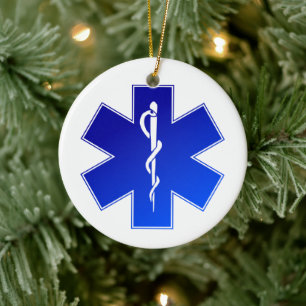 Ornamento De Cerâmica Símbolo Médico de EMS Foto Natal