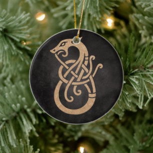 Ornamento De Cerâmica Símbolo Nó Serpente Viking Dourado