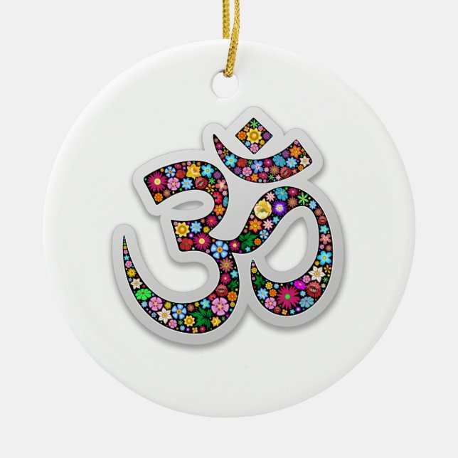 Ornamento De Cerâmica Símbolo Om Aum Namaste Yoga (Frente)