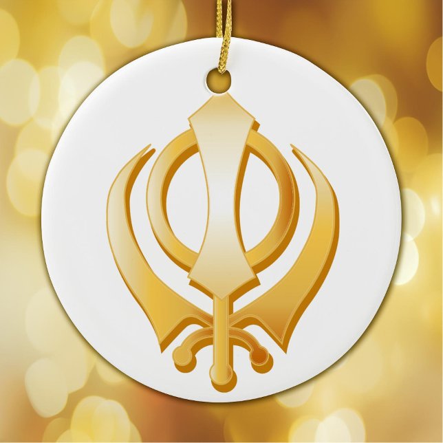 Ornamento De Cerâmica Símbolo Sikh (Golden Khanda, faith symbol of the Sikh religion. Peace.)