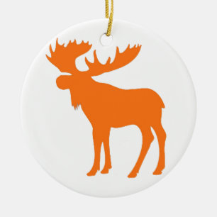 Ornamento De Cerâmica Símbolo simples de alce laranja