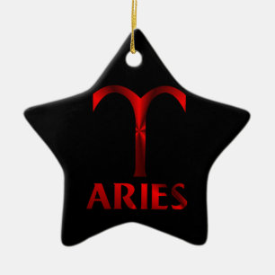 Ornamento De Cerâmica Símbolo vermelho do horóscopo do Aries
