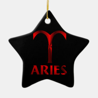 Ornamento De Cerâmica Símbolo vermelho do horóscopo do Aries