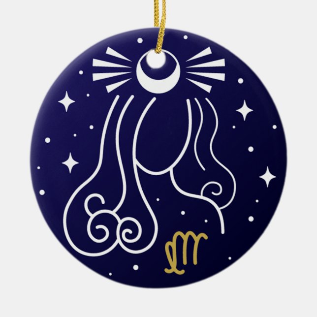Ornamento De Cerâmica Símbolo Virgo Virgin Zodiac (Frente)