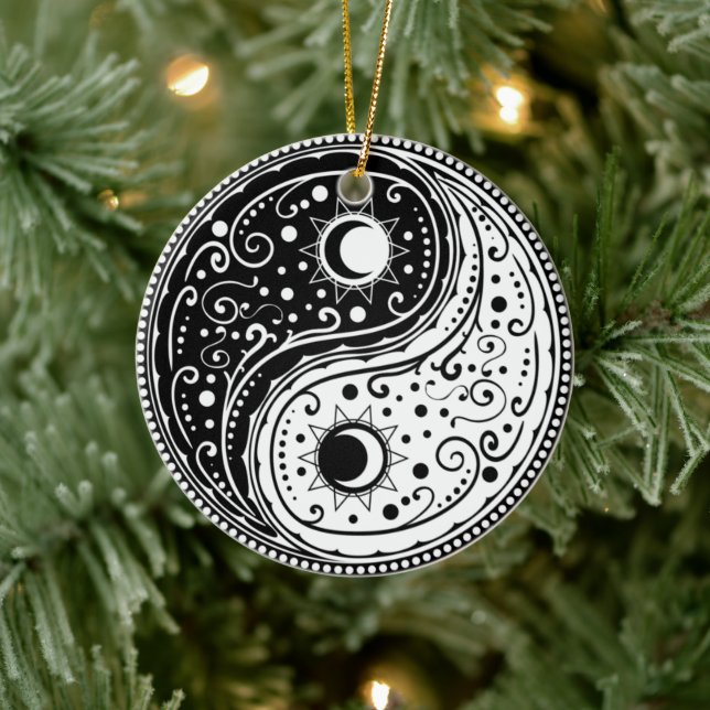 Ornamento De Cerâmica Símbolo yin yang paisley design (Árvore)
