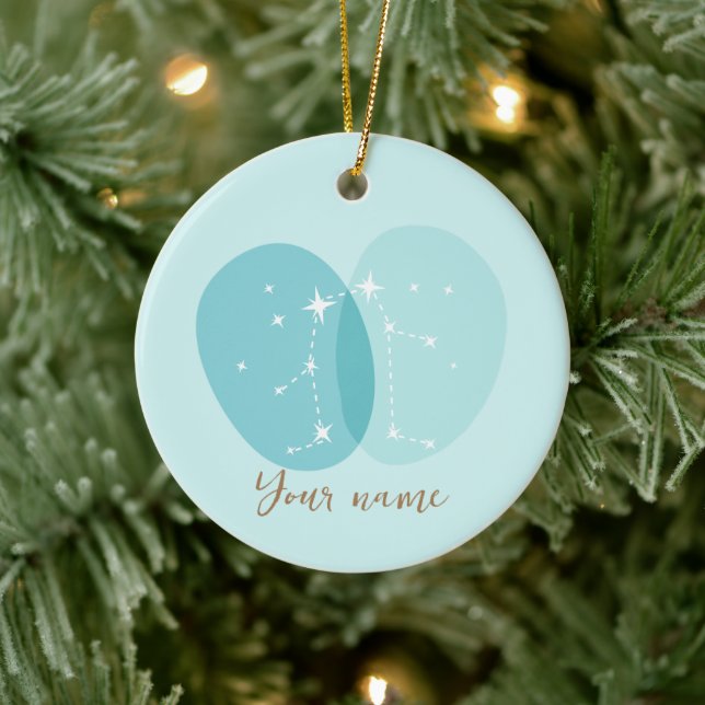 Ornamento De Cerâmica Símbolo Zodiac Gemini (Árvore)