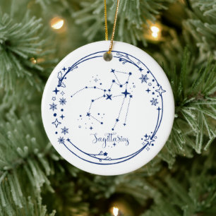 Ornamento De Cerâmica Símbolo Zodiac - Sagitário - Nome Personalizado de