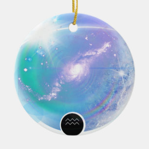 Ornamento De Cerâmica Símbolo Zodiano Moderno Aquarius Citar Elemento de
