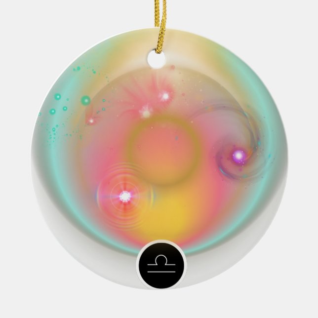 Ornamento De Cerâmica Símbolo Zodiano Moderno Libra Cita Elemento Aéreo (Frente)